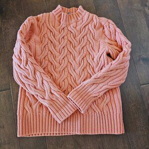 Pink COS Inverted Cable Knit Sweater - 100% Warm Wool